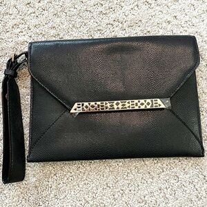 Stella & Dot Midnight Black Avalon Bracelet Wristlet Clutch Rose Gold Metal NEW